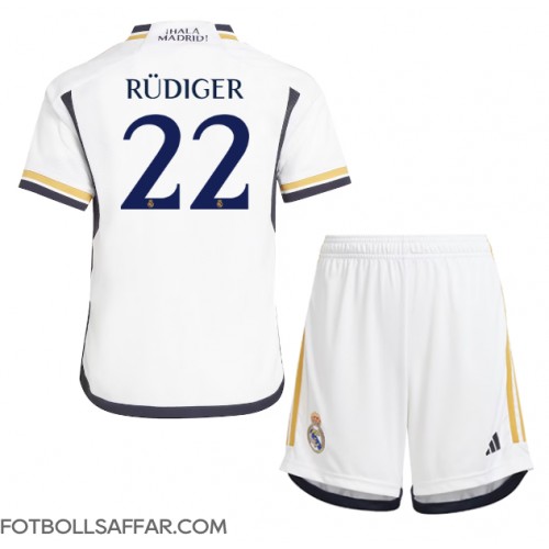 Real Madrid Antonio Rudiger #22 Hemmadräkt Barn 2023-24 Kortärmad (+ Korta byxor)